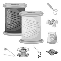 Isolated object of dressmaking and textile logo. Set of dressmaking and handcraft stock symbol for web.