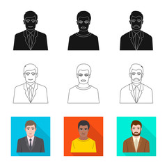 Isolated object of hairstyle and profession  icon. Collection of hairstyle and character  stock symbol for web.