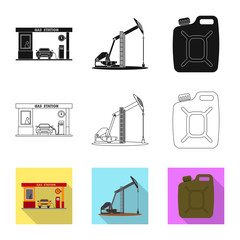 Isolated object of oil and gas sign. Collection of oil and petrol stock symbol for web.