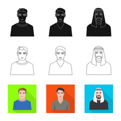 Vector design of hairstyle and profession  sign. Collection of hairstyle and character  stock symbol for web.