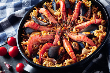 Spanish Fideua a noodle Paella with seafood