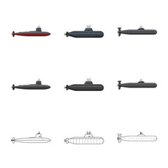 Vector illustration of war  and ship logo. Set of war  and fleet vector icon for stock.