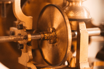 Detail of watch machinery on the table.