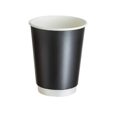 Mockup of coffee paper drinking cup on white background.