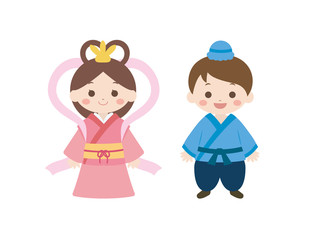 七夕 織姫と彦星の可愛いイラスト