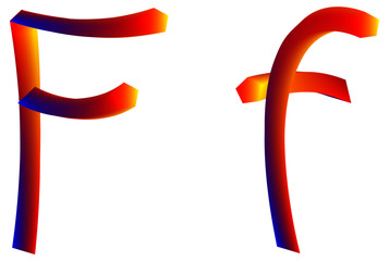 F - Letter - Red Yellow Blue - from hand drawn colorful alphabet	