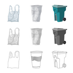 Isolated object of dump  and sort sign. Collection of dump  and junk stock symbol for web.