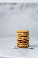 vegan healthy chickpea  cookies on white background with copy space