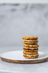 vegan healthy chickpea  cookies on white background with copy space