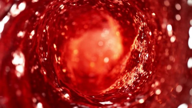 Super slow motion of pouring red wine in twister shape. Filmed on high speed cinema camera, 1000 fps.