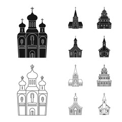 Isolated object of cult and temple icon. Set of cult and parish vector icon for stock.