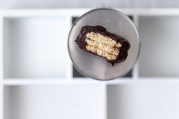 Biscuits on white marble background with copy space