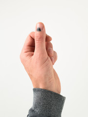 Fototapeta premium Black thumbnail after injury
