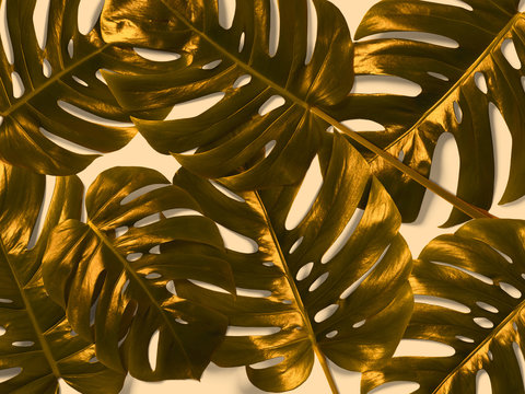 Big Tropical Leaves - Gold - Monstera Plant