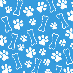 Pet Hand draw doodle background with cat or dog paws.