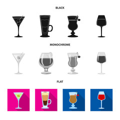Vector illustration of liquor and restaurant sign. Collection of liquor and ingredient vector icon for stock.