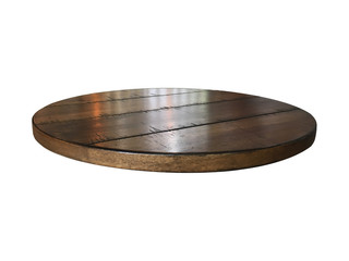 Blank top wooden bar or counter coffee table isolated on white.