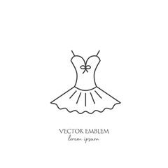 Ballet dress line icon isolated on white