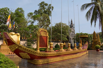 Boat at Wat Preah Prom Rath Temple, Siem Reap, Cambodia