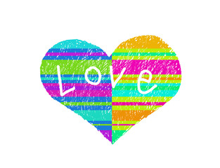 Bright striped love symbol