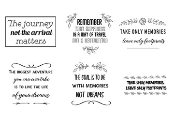 Calligraphy saying for print about Travel and adventures. Vector Quote for typography and Social media post. Modern Inspiration Design