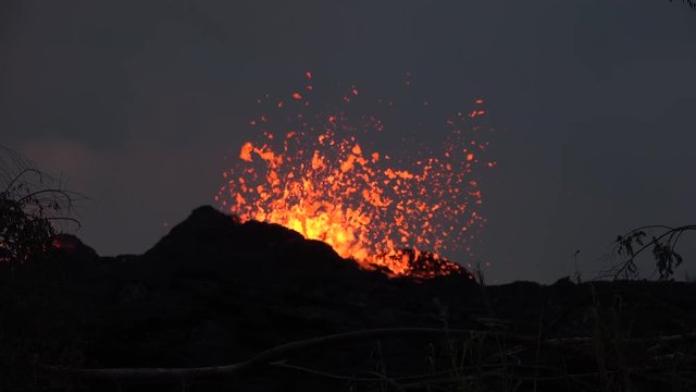 Kilauea Volcano Eruption 2018 - Boiling Lava Churns From Vent