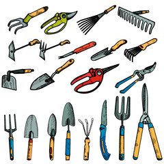 vector isolated garden tool set