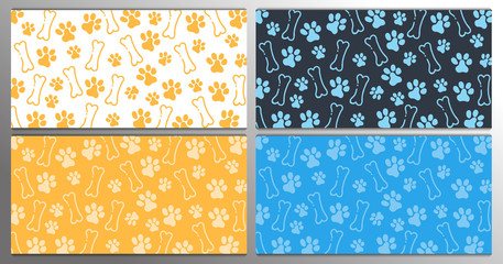Pet Hand draw doodle background with cat or dog paws.