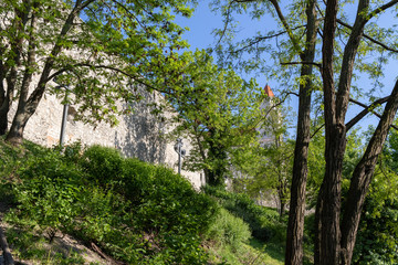 Fototapeta na wymiar Spring view of renovated Bratislava Castle and Gardens / Bratislava, Slovakia, May 2019