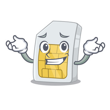Grinning simcard in the a character shape