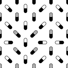 Capsule Pill Icon Seamless Pattern, Medicine Capsule Pill Icon, Pharmaceutical Dosage