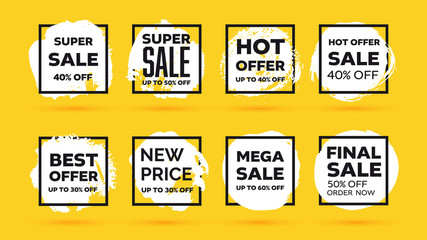 Shopping sales, deals square frames templates set