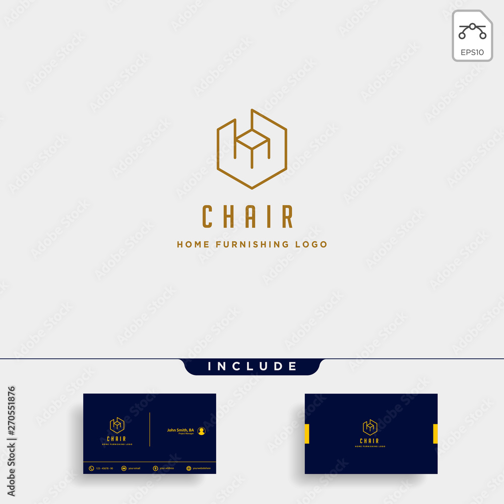 Wall mural furniture logo design with gold color vector icon illustration icon isolated