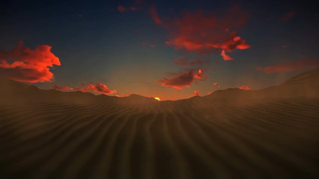 Desert against beautiful sunset, tilt 4K