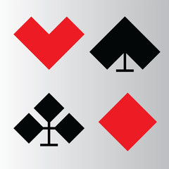 Playing card suits.Four card suits.Suit of playing cards.Emblem