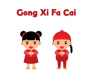 china new year illustration flat design with gong xi fa cai meaning rich