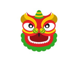 china new year illustration flat design lion head