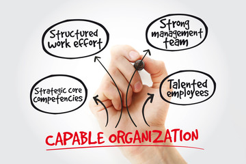 Hand writing Capable organization with marker, business concept strategy mind map
