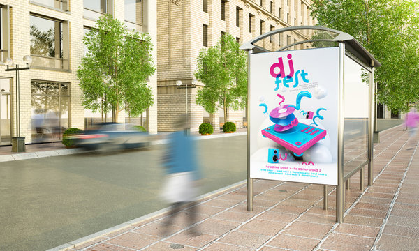 billboard music fest advertising at bus stop