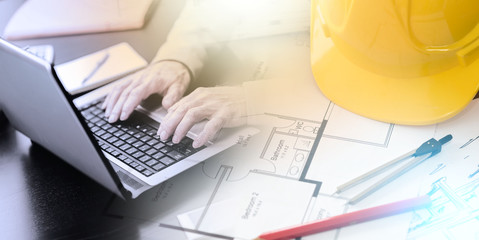 Architectural project concept; multiple exposure