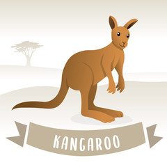 Brown cute kangaroo vector