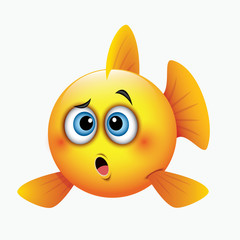 Cute confused fish emoticon, emoji