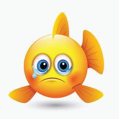 Cute crying fish emoticon, emoji
