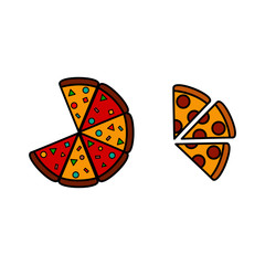 Pizza icon set. Fast food logo. White background.