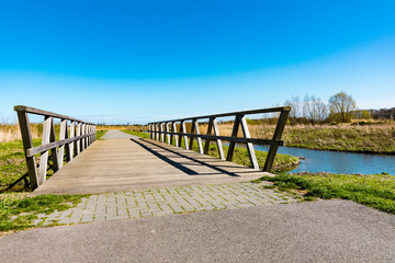 wooden bridge in  recreation park Zuidpolder in  Barendrecht, The Netherlands