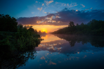 sunset over lake