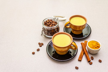Golden turmeric cinnamon coffee latte