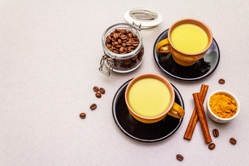 Golden turmeric cinnamon coffee latte