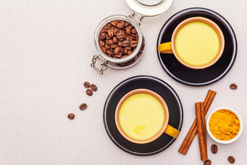Golden turmeric cinnamon coffee latte