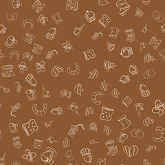 Coffee seamless vector pattern for Cup mug, restaurant or cafe menu design. 